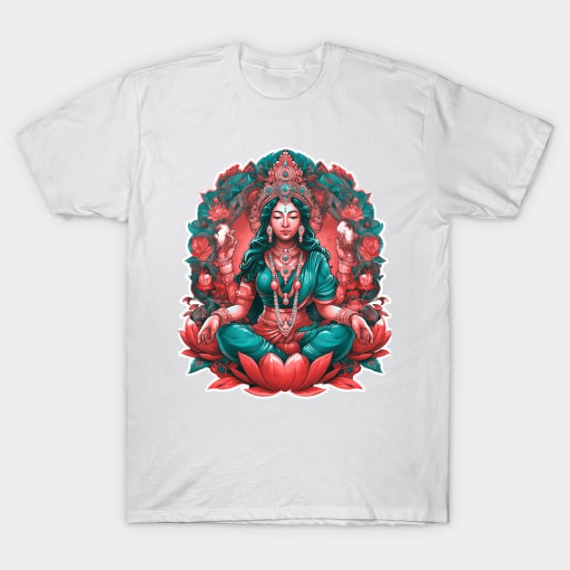 Divine Blessings: Lakshmi, the Goddess of Wealth T-Shirt by Quick Beach